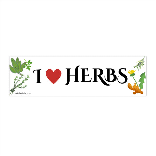 I Heart Herbs Bumper Sticker — Garden Lover Herbalist Decal
