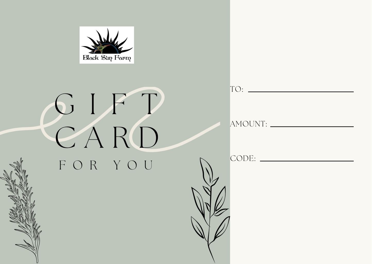 Black Sun Farm Gift Card